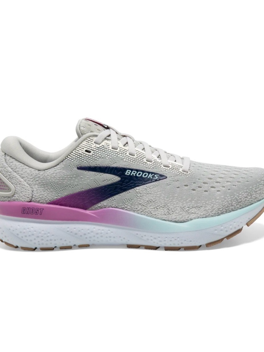 Brooks Ghost Neutral Running Shoe Light Grey Purple Accent Sneakers Size 7.5 - Picture 11 of 11